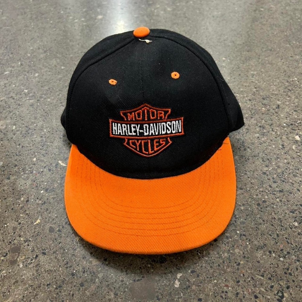 Vintage Harley Davidson Embroidered Snap Back Hat Motorcycle Cap
